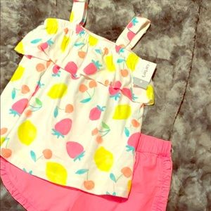 New with tags Girls Carter’s shorts and shirt set